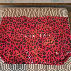 Chic Large Red Leopard Print Tote Bag